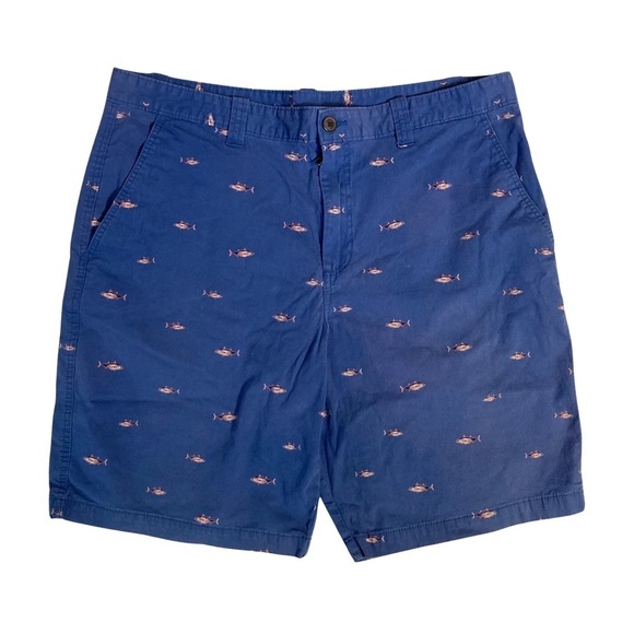 Magellan Men's Shorts Sz 36 Blue All over‎ Fish Pattern Flat Front - Picture 1 of 5